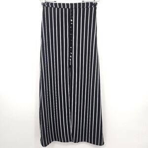 Sadie & Sage Midi Skirt Size Small Black White Pinstripes Menswear Summer Boho